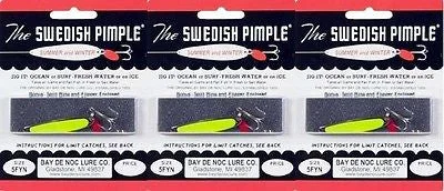 artificial lures for catfish-Three Bay De Noc Swedish Pimple 1/3 OZ Fluorescent Yellow 5FYN Lures