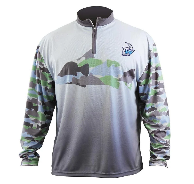 fishing reels for bass-Tackle World Camo Barra Kids Fishing Shirt