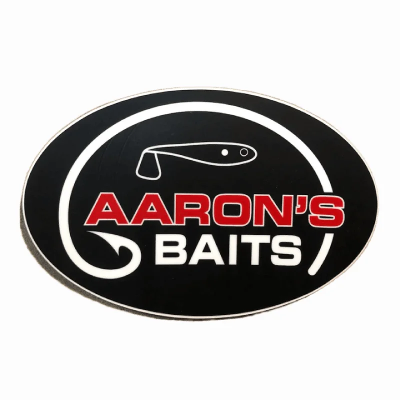 fishing boats for shallow water-Aaron's Baits Vinyl Sticker 6x4"