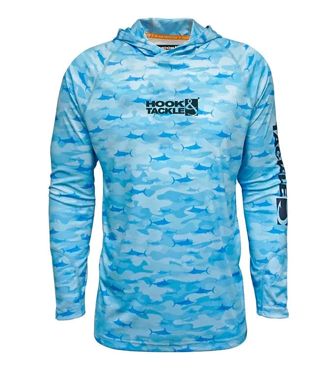 fishing boats with cabins-Men's Camo Billfish UV Fishing Hoodie