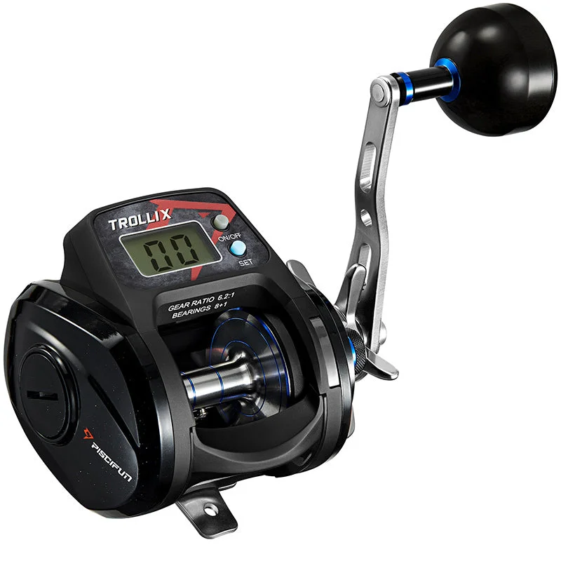 fishing reels for women-Piscifun® Trollix LCD Line Counter Digital Reel, 6.2:1 Trolling Fishing Reel