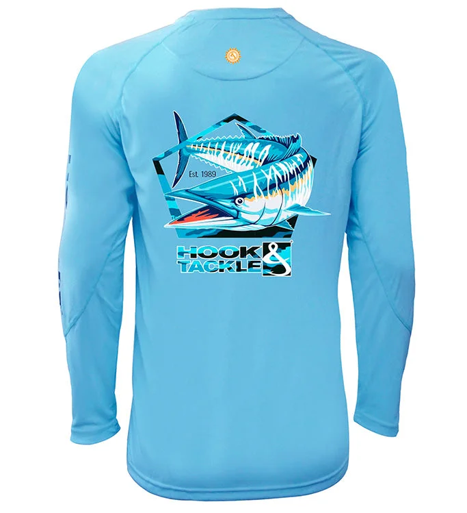 fishing poles for trolling-Men's Wahoo Pentagon L/S UV Fishing Shirt