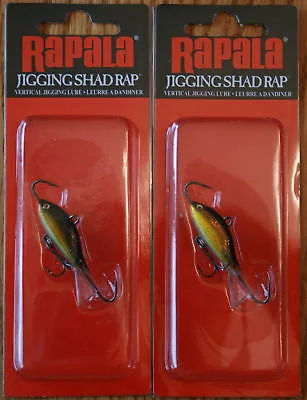 baitcasting reels for catfish-Two Rapala Jigging Shad Rap Lures Gold & Black