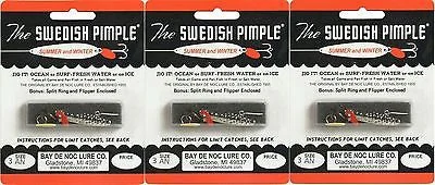 fishing line for freshwater-Three Bay De Noc Swedish Pimple 1/5 OZ HAM NKL 3AN Lures