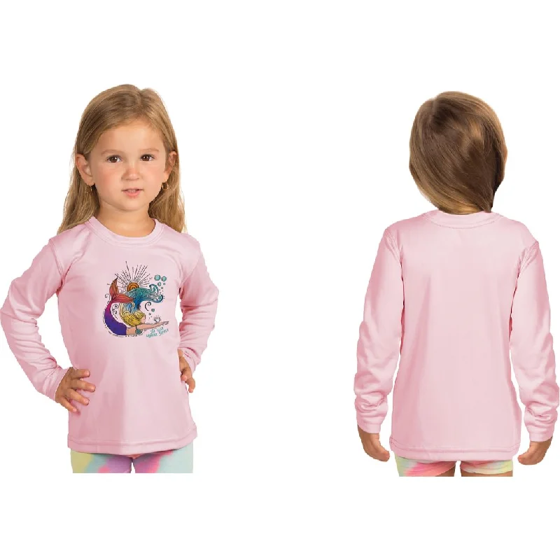 fishing line for deep water-Sea Gear - Mermaid Toddler Kids Sunshirt Long Sleeve UPF 50+