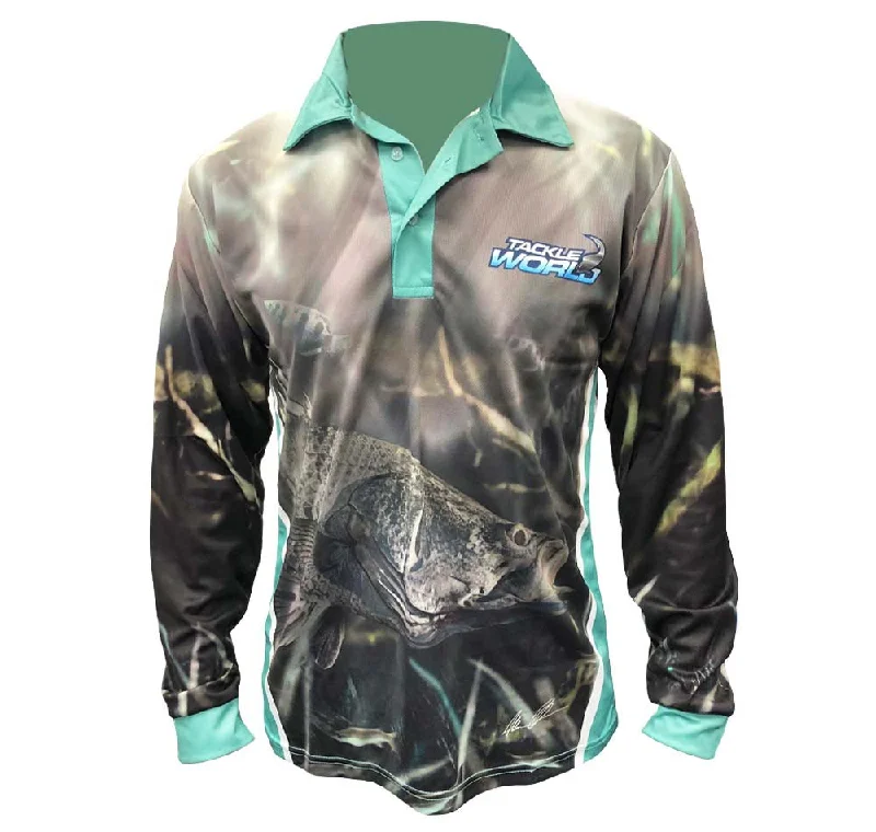 fishing reels for women-Tackle World Angler Series Barra Kids Fishing Shirt Size 10