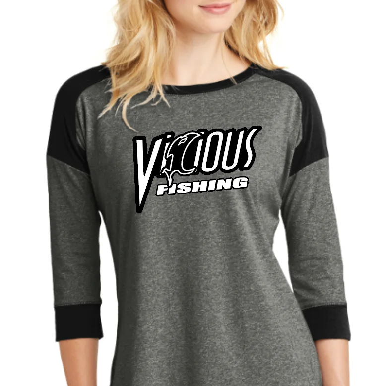 fishing kayaks for saltwater-Vicious Fishing 3/4 Sleeve Ladies Tee - Color Options