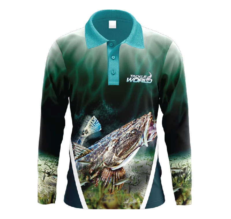 fishing tackle for deep sea-Tackle World Angler Series Flathead Kids Fishing Shirt