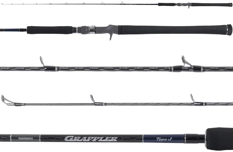 fly fishing techniques-Shimano Grappler Type J Saltwater Conventional Jigging Fishing Rods, Moderate-Fast Action, Spiral-X and Hi-Power X Construction, Fuji Alconite Guides and SiC Tip