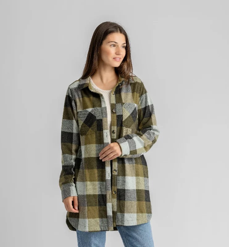 fishing reels for kids-Women's Lichen Stretch Flannel Tunic