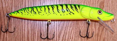 fishing nets for trout-NEW 10" Hard Wood Musky Muskie Lure - Pike Firetiger