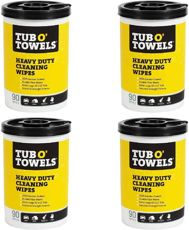 fishing gloves for summer-Tub O Towels TW90 Heavy-Duty 10" x 12" Size Multi-Surface Cleaning Wipes, 90 Count Per Canister