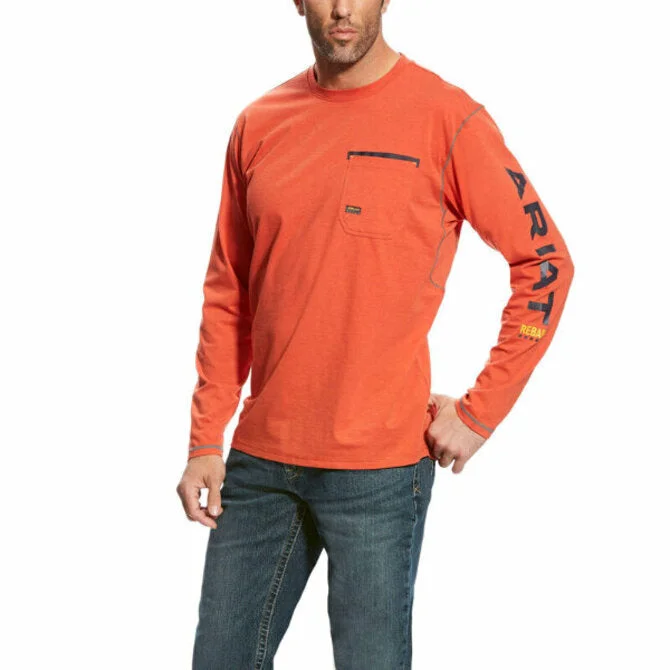 spinning reels for fishing-Ariat- Rebar Workman Logo Long Sleeve T-Shirt