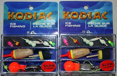 fishing line types-2 Kodiac Ice Fishing Kits 12 Jigs 4 Floats 2 Depth Find