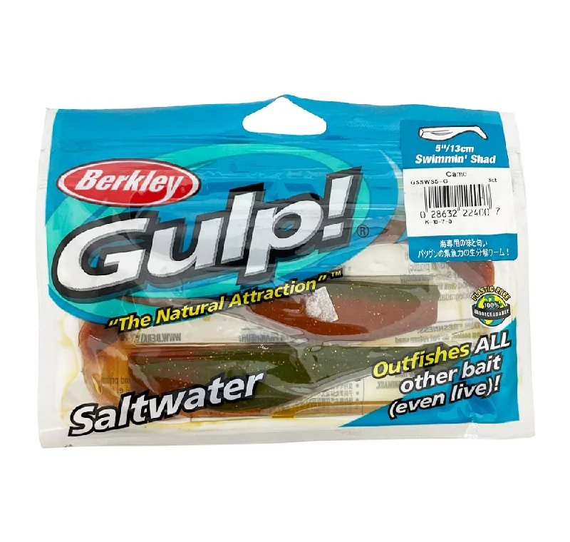 fishing nets for fly fishing-Berkley Gulp Swimmin Shad 5" Soft Plastics