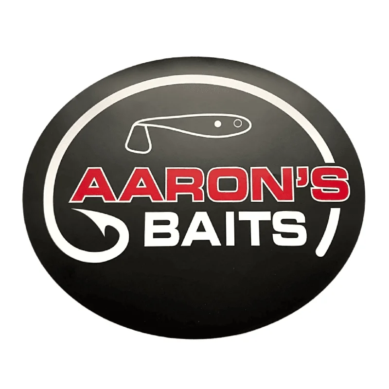 fishing tackle for camping fishing-Aaron's Baits Vinyl Sticker 12x10"