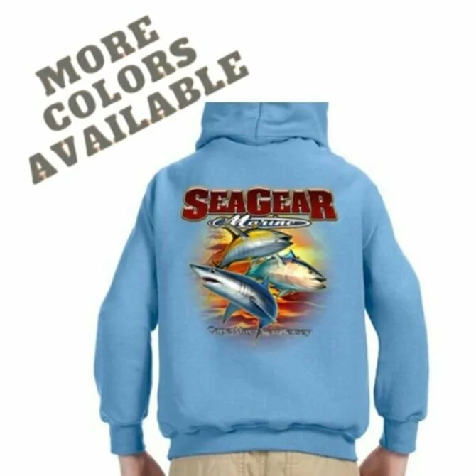 fishing tackle storage-Sea Gear - Kid's 3 Fish Hoodie