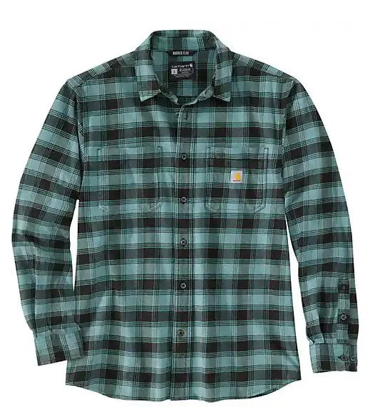 fishing rod holders for saltwater-Men's Rugged Flex Relaxed Fit Midweight Flannel Long-Sleeve Plaid Shirt