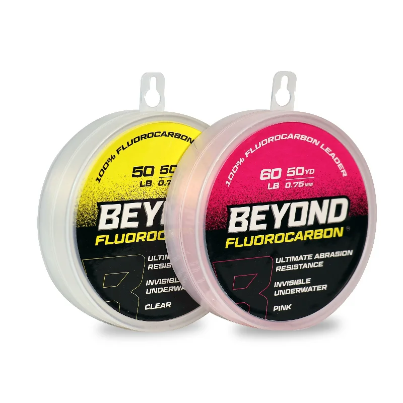 carp fishing tackle for beginners-Beyond Fluorocarbon Leader Material 50YD - Pink Or Clear