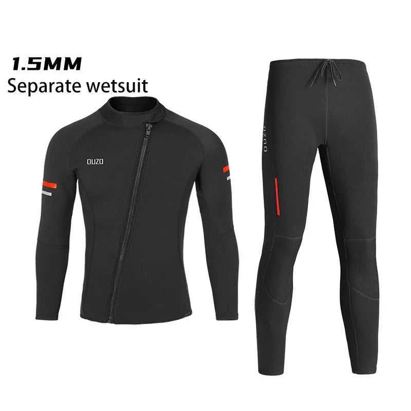 carp fishing rods reviews-Men's 1.5mm Split Diving Suit Surfing Windproof Long Sleeve Jacket Neoprene Fishing Pants Professional Scuba Diving Clothes