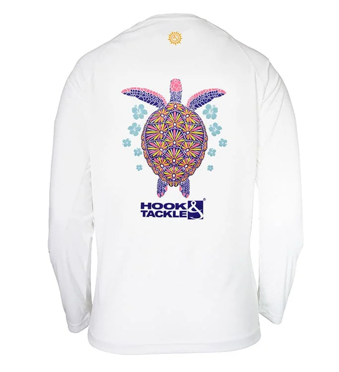 spinning reels for saltwater-Women's Turtle Flowers L/S UV Fishing Shirt