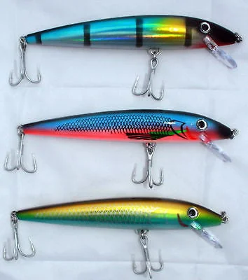 baitcasting reels for kids trolling-3 NEW 7 Inch Musky Muskie Fishing Lures Crankbait Rattle GOLD