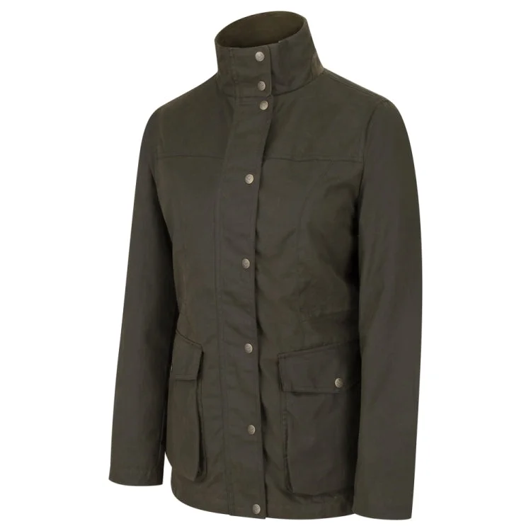 fishing bait for truck fishing-Hoggs of Fife Ladies Caledonia Waxed Waterproof Jacket - Antique Olive