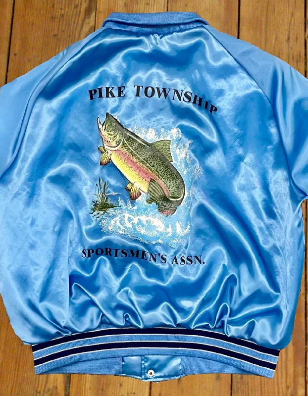 carp fishing tackle for beginners-Fishing Club Jacket with Rainbow Trout Graphic [vintage, extra large]