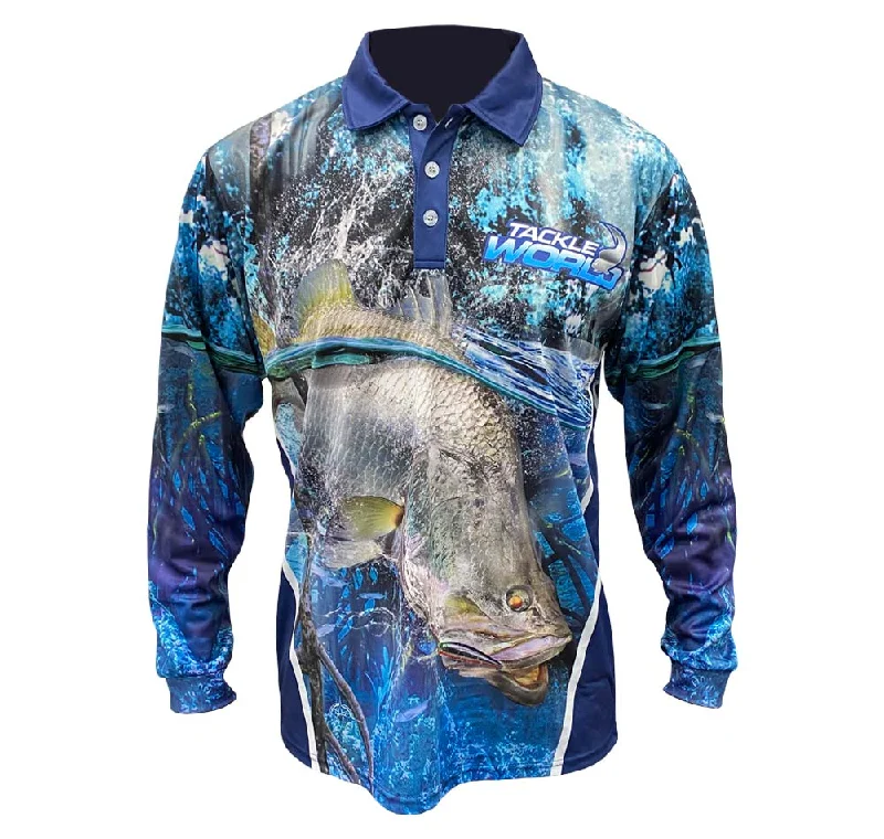 fishing boats with trolling motors-Tackle World Angler Series Barra V2 Adults Fishing Shirt