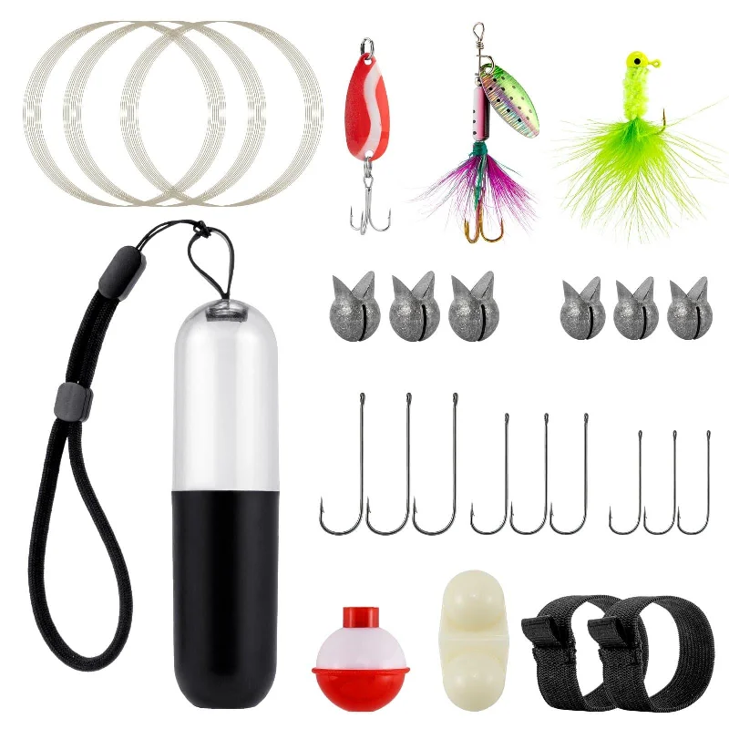 fishing hooks for catfish fishing-Dr.Fish 25pcs Pocket Reel Survival Fishing Kit