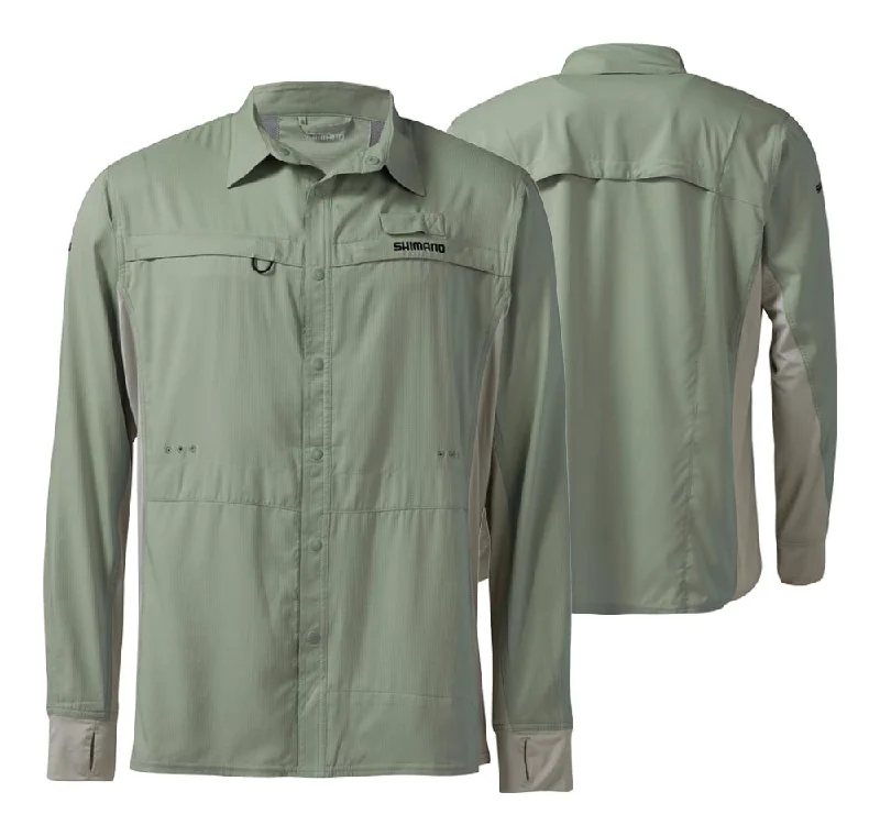 fishing tackle for women-Shimano Pro Stretch Vented Fishing Shirt Seafoam