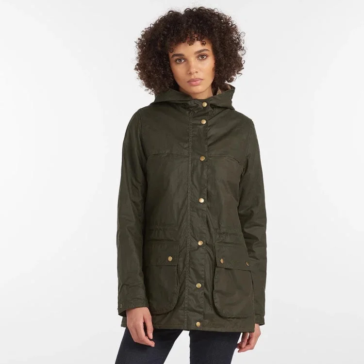 fishing tackle for bass-Barbour Ladies Lightweight Durham Waxed Cotton Jacket - Archive Olive