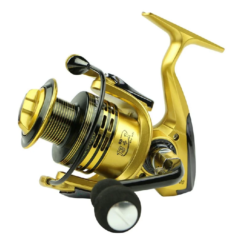 carp fishing tackle for women-Gold Green Spinning Fishing Reel