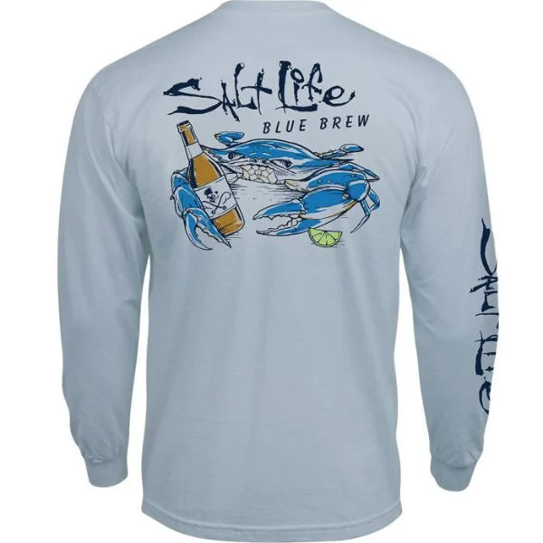 fishing bait for trout-Salt Life - Blue Brew Crab Longsleeve T-Shirt