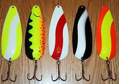 fishing tackle for saltwater rods-5 Hagan Fishing Spoons 4 1/2 Inch Muskie Pike 1.25 oz