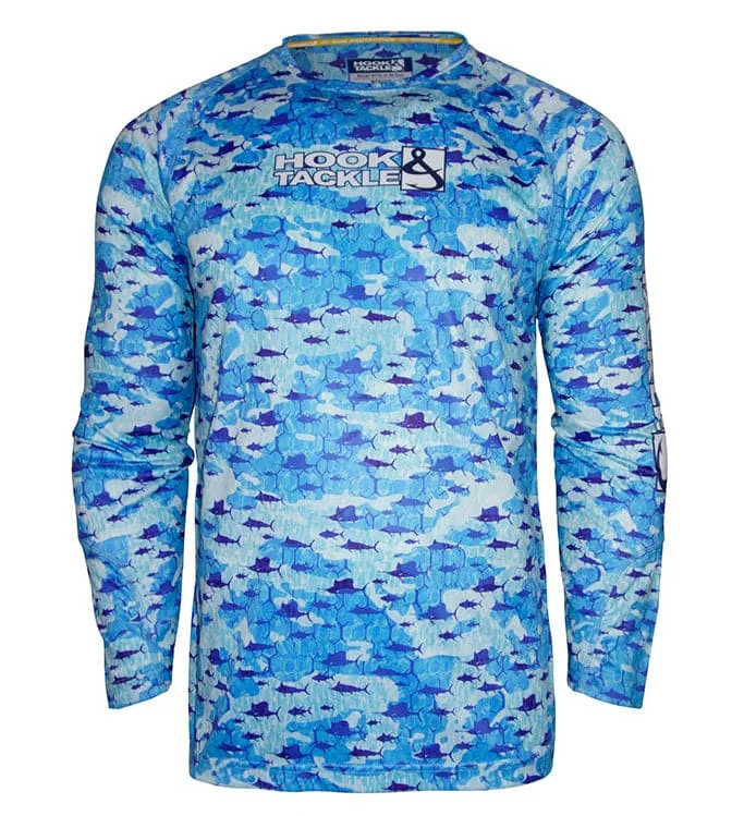 fishing bait scents-Youth Billfish Texture UV Fishing Shirt (8-20)