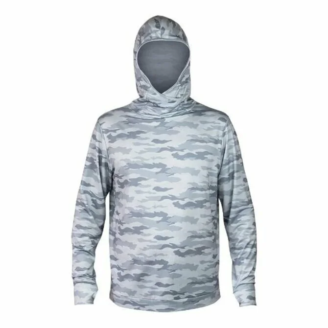 fishing boats for shallow water-Xcel- Men's Threadx Hooded Pullover Long Sleeve Fishing Shirt W/iceskin Facecover SP21