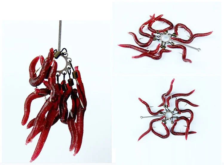 fishing poles for deep sea-Soft Lure Red Worms