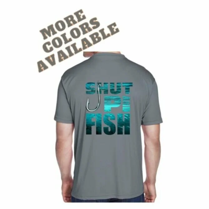 fishing bait scents-Sea Gear Outfitters - Shut Up and Fish Sun Shirt Short Sleeve