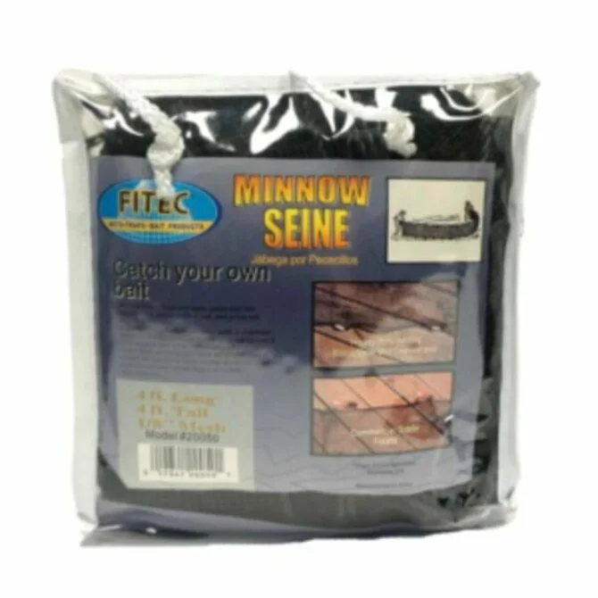 fishing kayaks for kids fishing-FITEC - Poly Minnow Seine 4′ x 4' - 1/4″ Mesh, Black