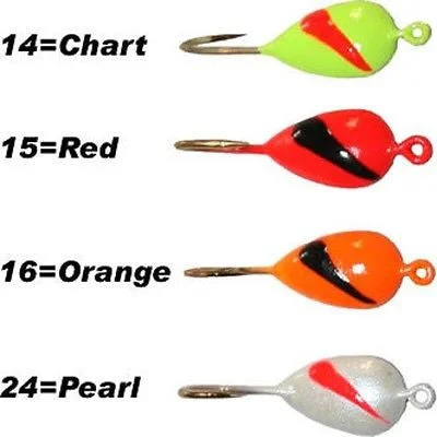 baitcasting reels explained-K&E Stopper Striped Ice Fishing Assortment (Four Jigs Included) Size 10 52-10