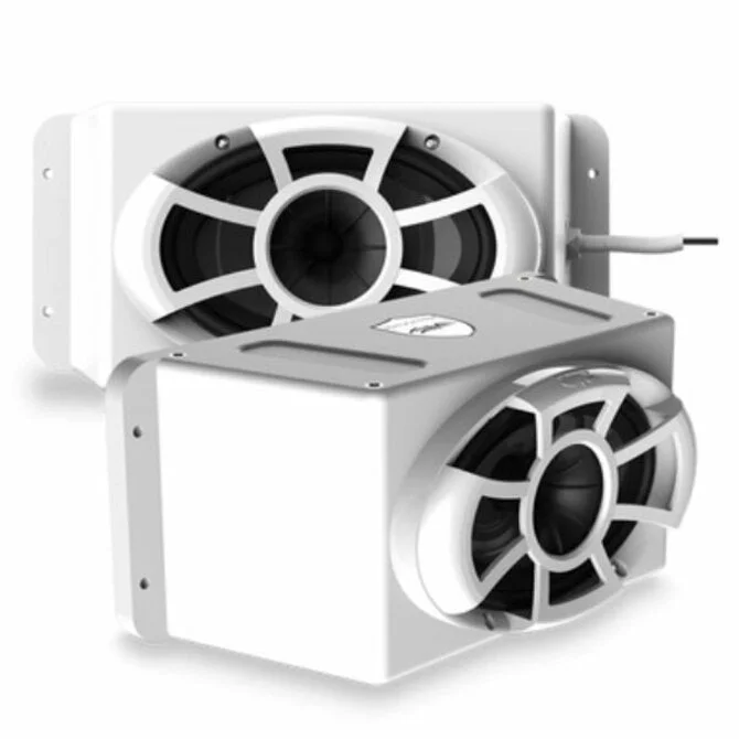 spinning reels for deep sea fishing-Wet Sounds - Revolution Series 5x7 HLCD With Surface Mountable Roto-Mold Enclosure + Grill - White