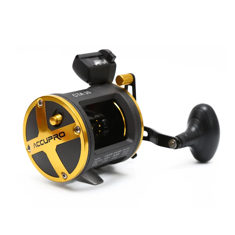 fishing boats for freshwater-Drum Trolling Reel with Digital Counter LEFT/RIGHT HAND 12-18Kg Drag Power