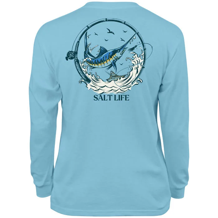 fishing nets for saltwater trolling-Salt Life Getting Bent Youth LS Shirt