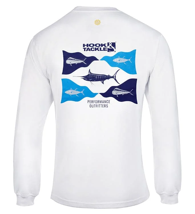 catfish fishing rods reviews-Men's Fish Flags L/S UV Fishing T-Shirt