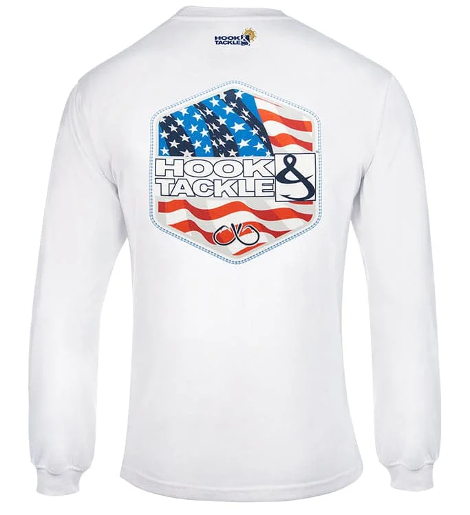 fishing line for carp fishing-Men's Star Spangled L/S UV Fishing T-Shirt