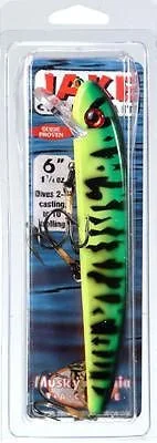 fishing line for catfish-Musky Mania 6" Jake Fire Tiger J6-12 Lure