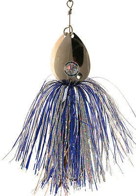 artificial lures for bank fishing-Musky Mayhem Double Showgirl Blue Silver/Nickel DS005 Lure