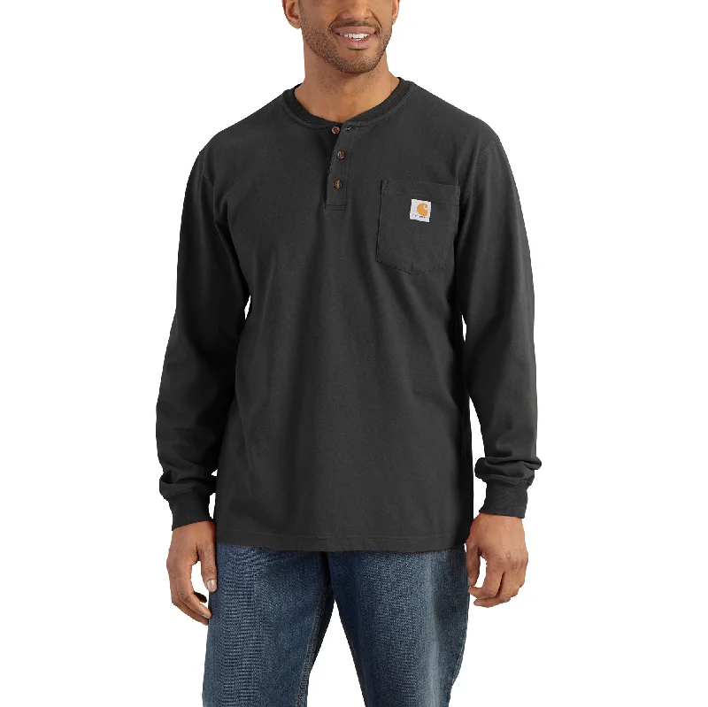 trout fishing bait-Carhartt Loose Fit Heavyweight Long Sleeve Pocket Henley T-Shirt