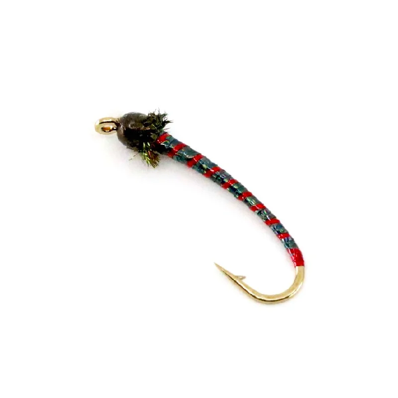 fishing boats for shallow water-Chironomid Black Electra Braid Red Rib